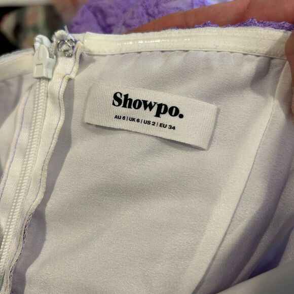 Showpo Brailey Midi Dress Strapless Dress Purple Jacquard Floral Size 2 - Picture 7 of 7